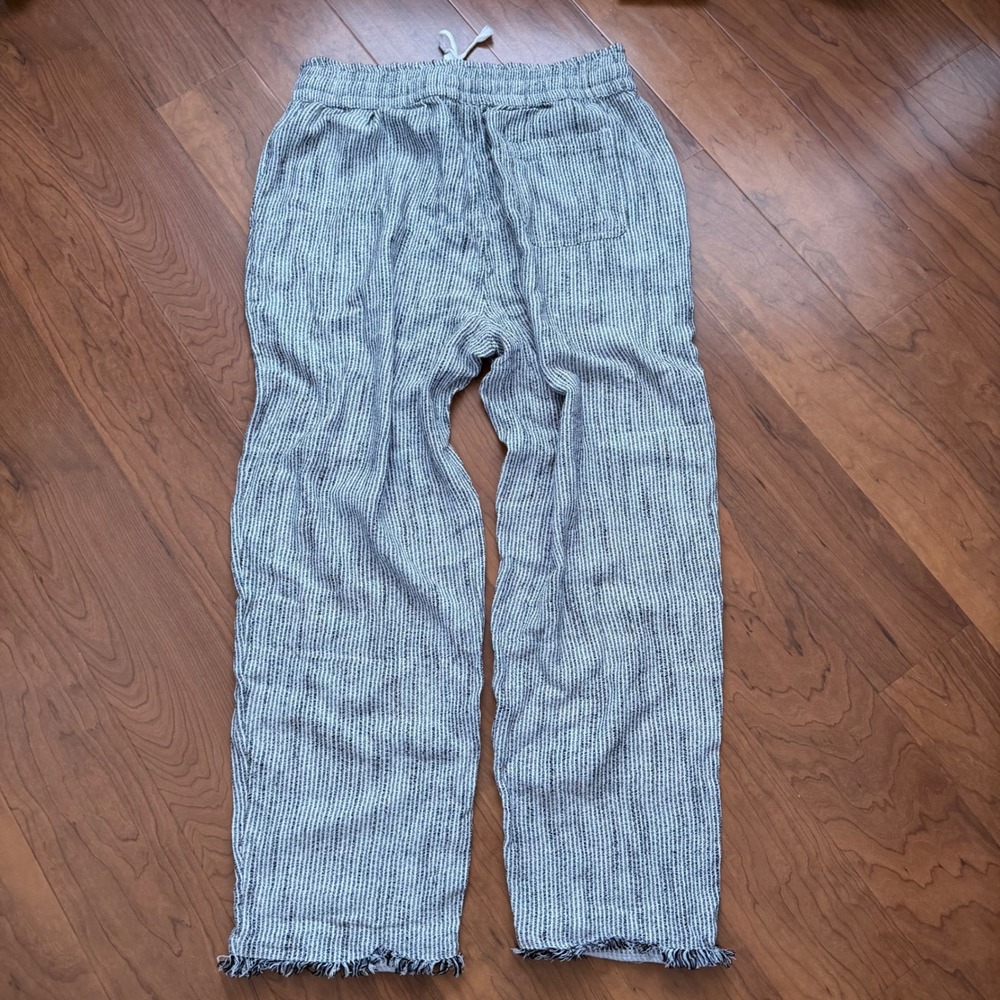Aerie Womens Wide Leg Striped Beach Pants Black White Drawstring Raw Hem L NWT - Picture 7 of 11